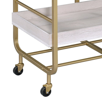 Vorrik Gold & White Washed Finish Serving Cart - 1st Choice Furniture Direct
