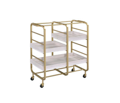 Vorrik Gold & White Washed Finish Serving Cart - 1st Choice Furniture Direct