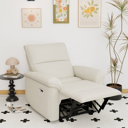 Wall Hugger Recliner,Zero Wall Power Recliner Chair,Electric Recliner for Living Room,Fabric Reclining Armchair for small space,Reclining Sofa for Bedroom/Apartment/RV,USB Port(Type - C) (Beige - gray) - 1st Choice Furniture Direct