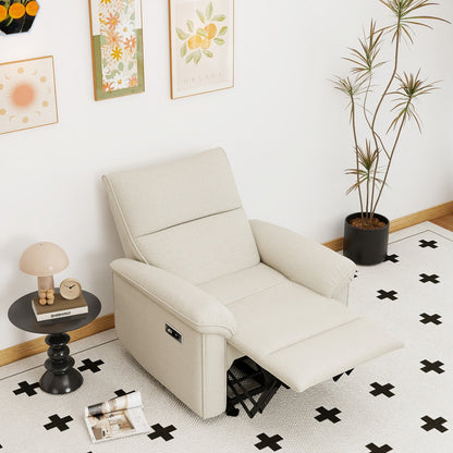 Wall Hugger Recliner,Zero Wall Power Recliner Chair,Electric Recliner for Living Room,Fabric Reclining Armchair for small space,Reclining Sofa for Bedroom/Apartment/RV,USB Port(Type - C) (Beige - gray) - 1st Choice Furniture Direct