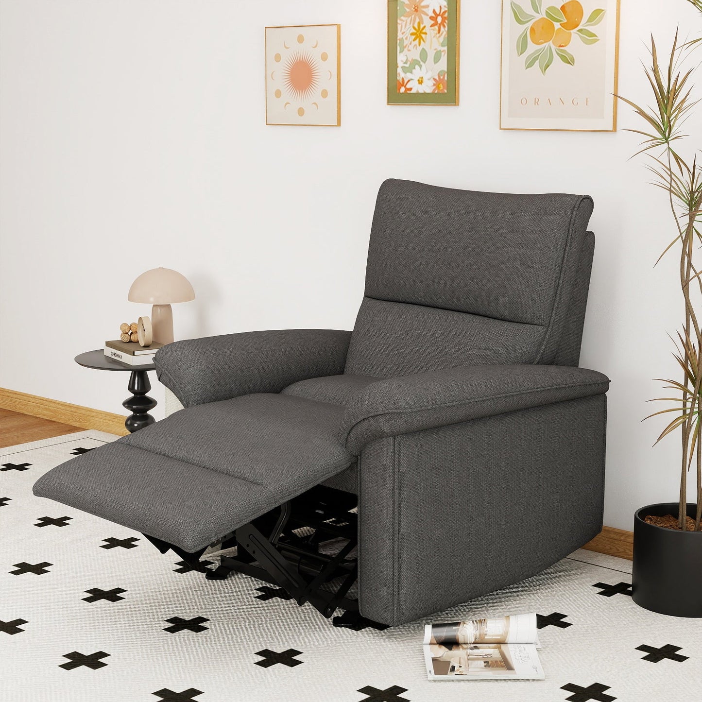 Wall Hugger Recliner,Zero Wall Power Recliner Chair,Electric Recliner for Living Room,Fabric Reclining Armchair for small space,Reclining Sofa for Bedroom/Apartment/RV,USB Port(Type - C) (Dark Gray) - 1st Choice Furniture Direct