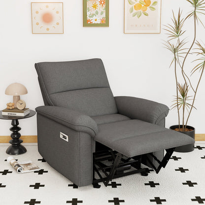 Wall Hugger Recliner,Zero Wall Power Recliner Chair,Electric Recliner for Living Room,Fabric Reclining Armchair for small space,Reclining Sofa for Bedroom/Apartment/RV,USB Port(Type - C) (Dark Gray) - 1st Choice Furniture Direct