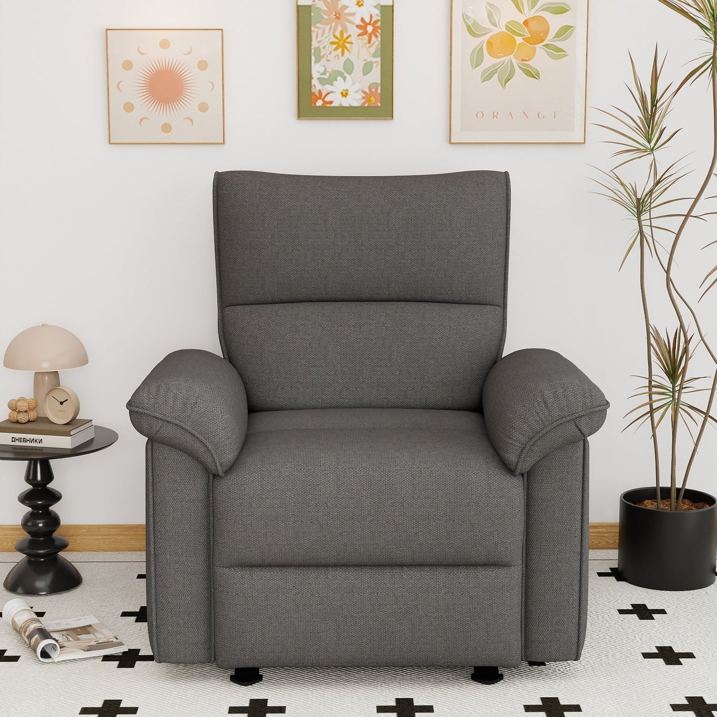 Wall Hugger Recliner,Zero Wall Power Recliner Chair,Electric Recliner for Living Room,Fabric Reclining Armchair for small space,Reclining Sofa for Bedroom/Apartment/RV,USB Port(Type - C) (Dark Gray) - 1st Choice Furniture Direct