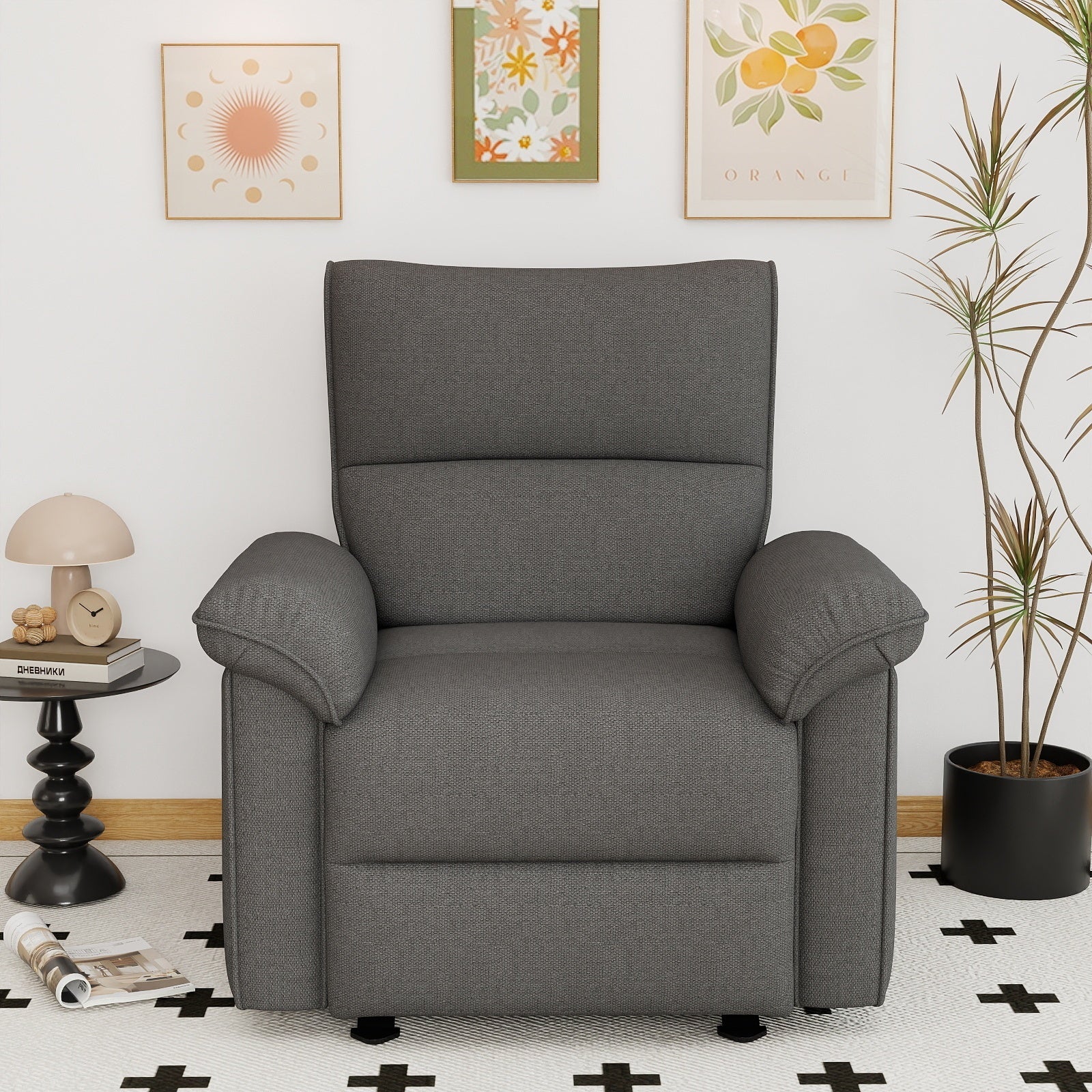 Wall Hugger Recliner,Zero Wall Power Recliner Chair,Electric Recliner for Living Room,Fabric Reclining Armchair for small space,Reclining Sofa for Bedroom/Apartment/RV,USB Port(Type - C) (Dark Gray) - 1st Choice Furniture Direct