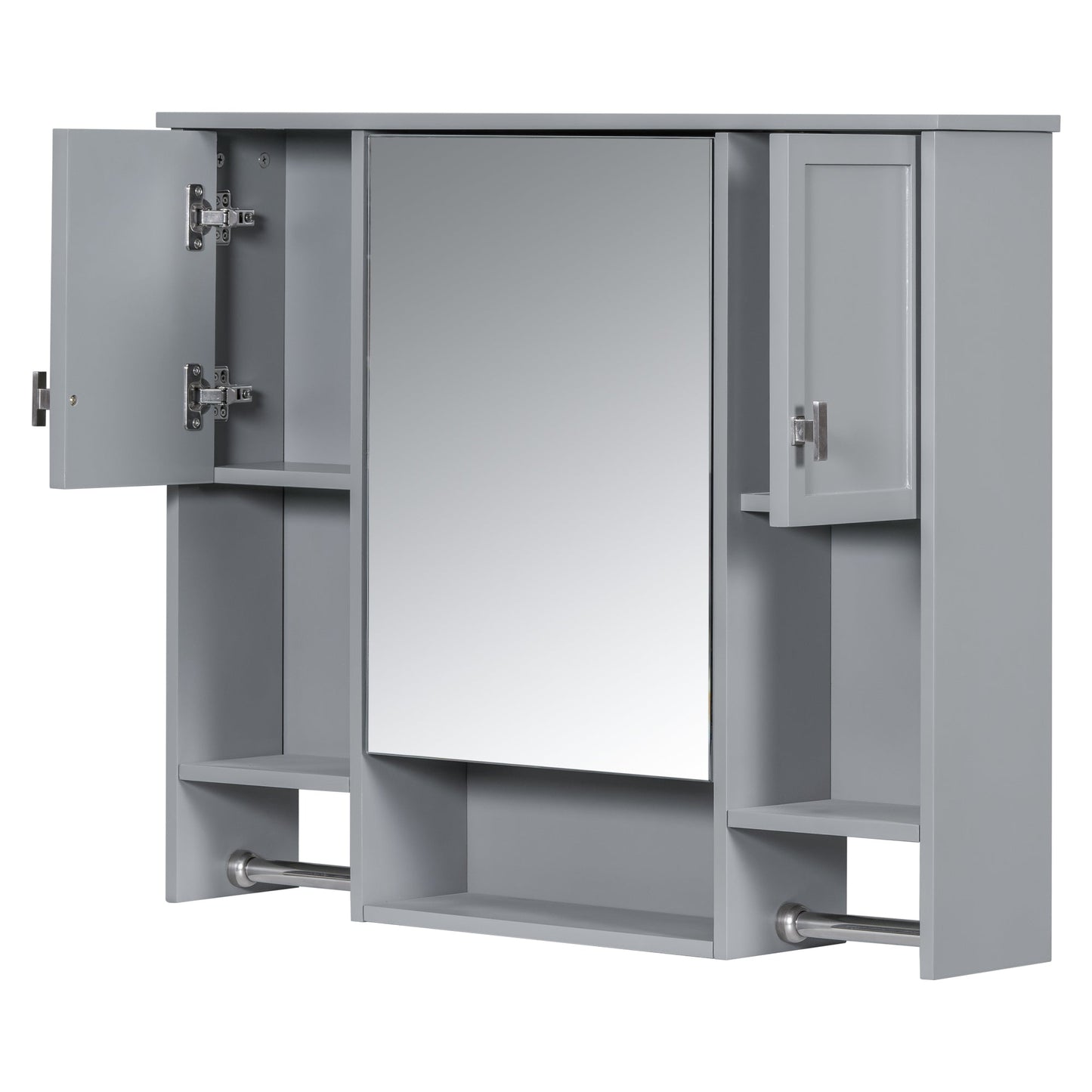 Wall Mounted Mirror Medicine Cabinet with Storage – Grey Bathroom Cabinet - 1st Choice Furniture Direct