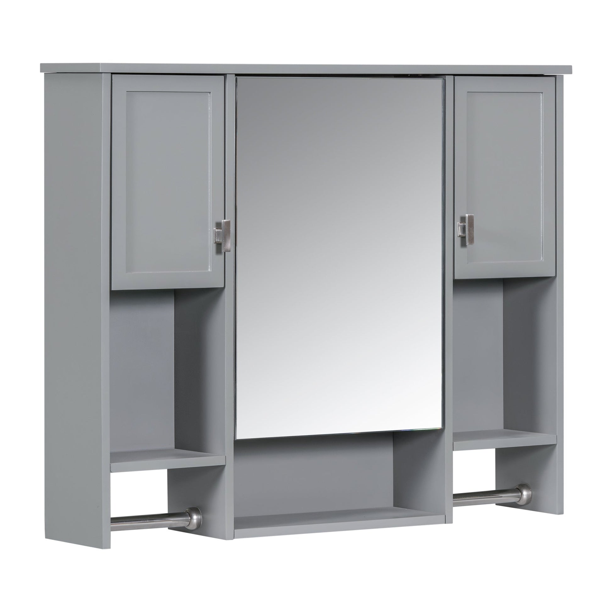 Wall Mounted Mirror Medicine Cabinet with Storage – Grey Bathroom Cabinet - 1st Choice Furniture Direct