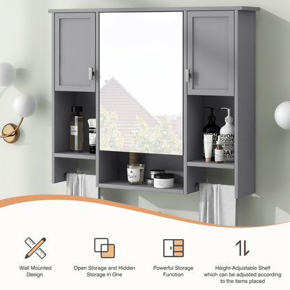Wall Mounted Mirror Medicine Cabinet with Storage – Grey Bathroom Cabinet - 1st Choice Furniture Direct