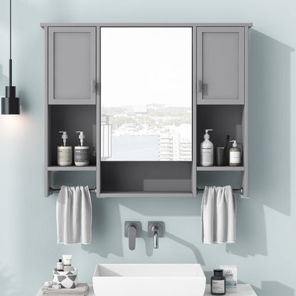 Wall Mounted Mirror Medicine Cabinet with Storage – Grey Bathroom Cabinet - 1st Choice Furniture Direct