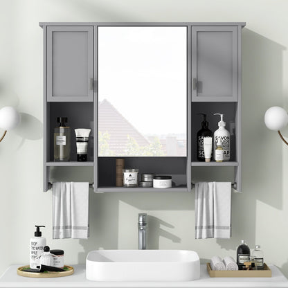 Wall Mounted Mirror Medicine Cabinet with Storage – Grey Bathroom Cabinet - 1st Choice Furniture Direct