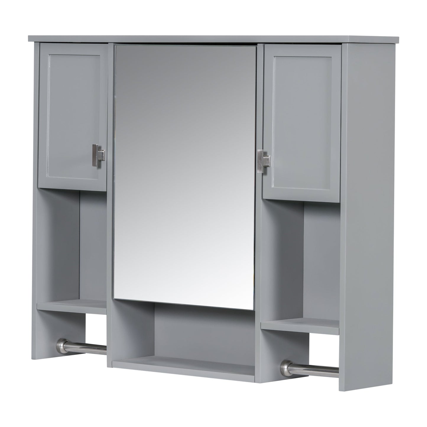 Wall Mounted Mirror Medicine Cabinet with Storage – Grey Bathroom Cabinet - 1st Choice Furniture Direct