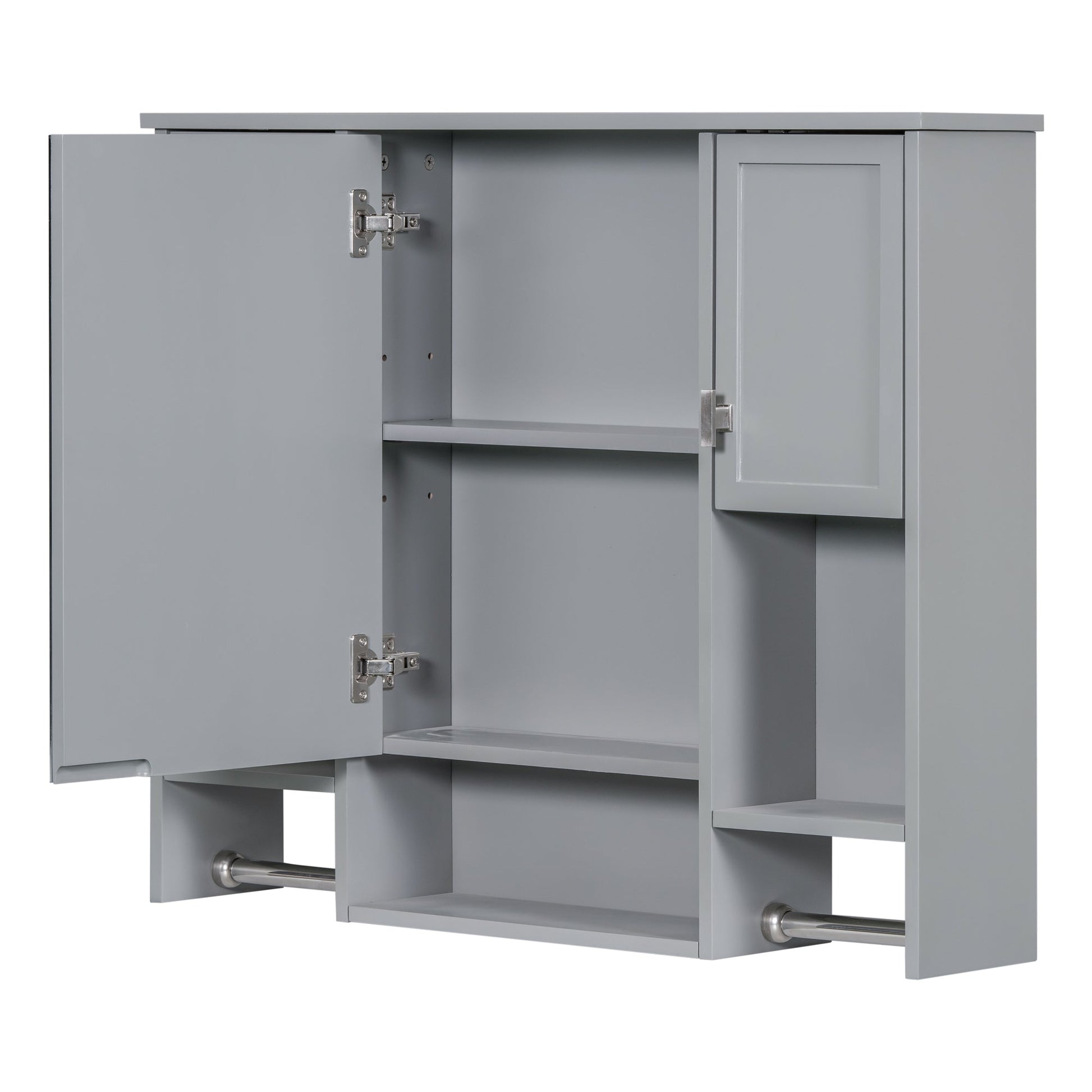 Wall Mounted Mirror Medicine Cabinet with Storage – Grey Bathroom Cabinet - 1st Choice Furniture Direct