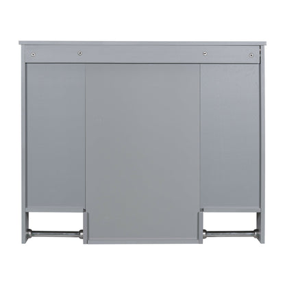Wall Mounted Mirror Medicine Cabinet with Storage – Grey Bathroom Cabinet - 1st Choice Furniture Direct