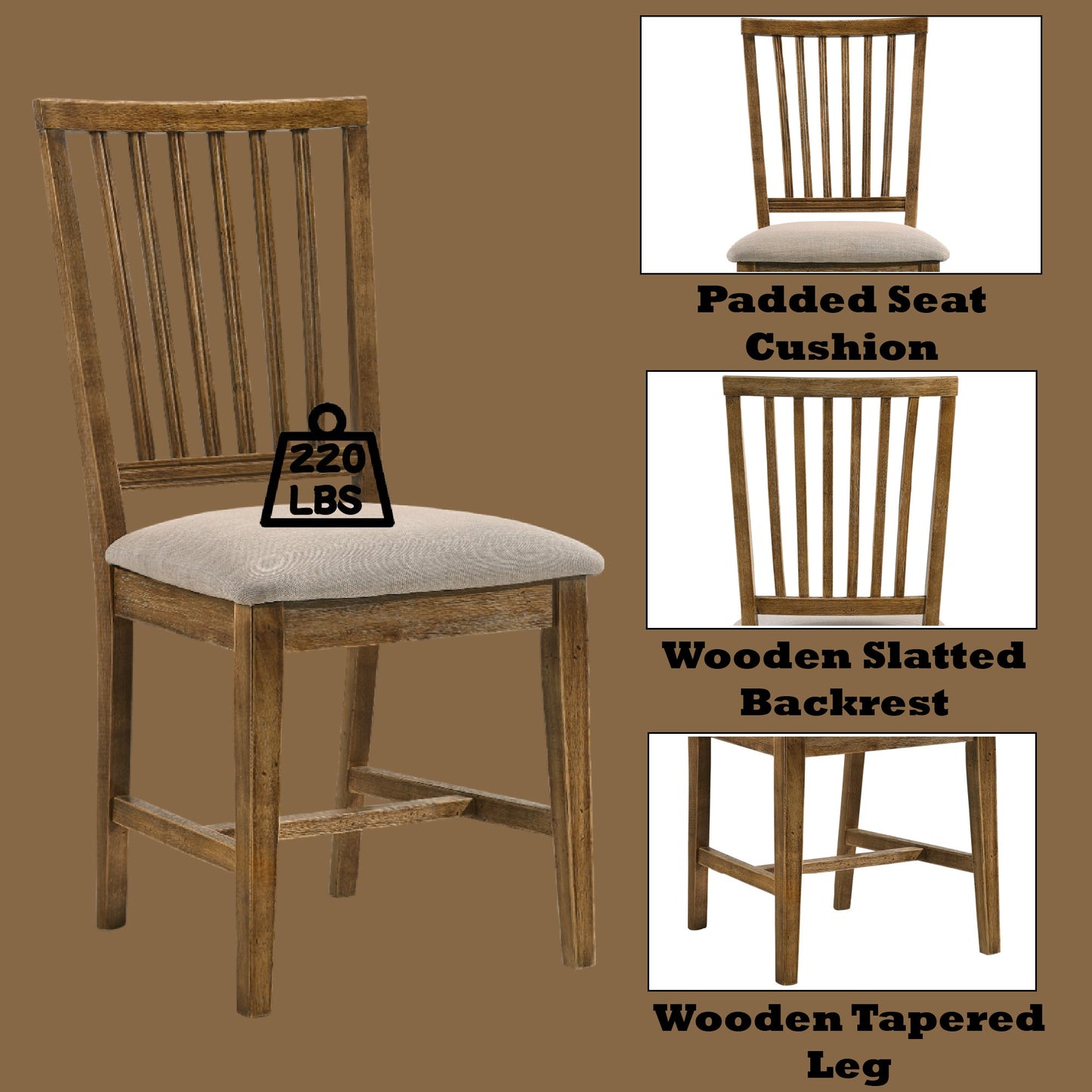 Wallace II Tan Linen & Weathered Oak Finish Side Chair (Set of 2) - 1st Choice Furniture Direct