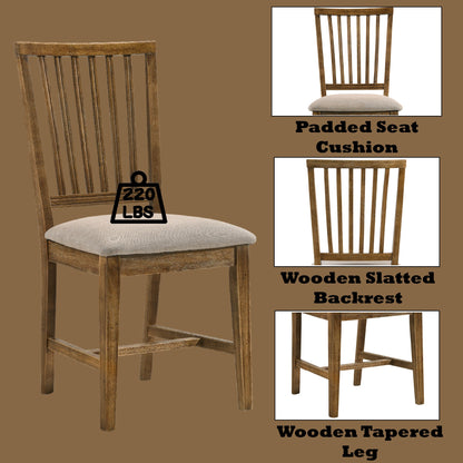 Wallace II Tan Linen & Weathered Oak Finish Side Chair (Set of 2) - 1st Choice Furniture Direct