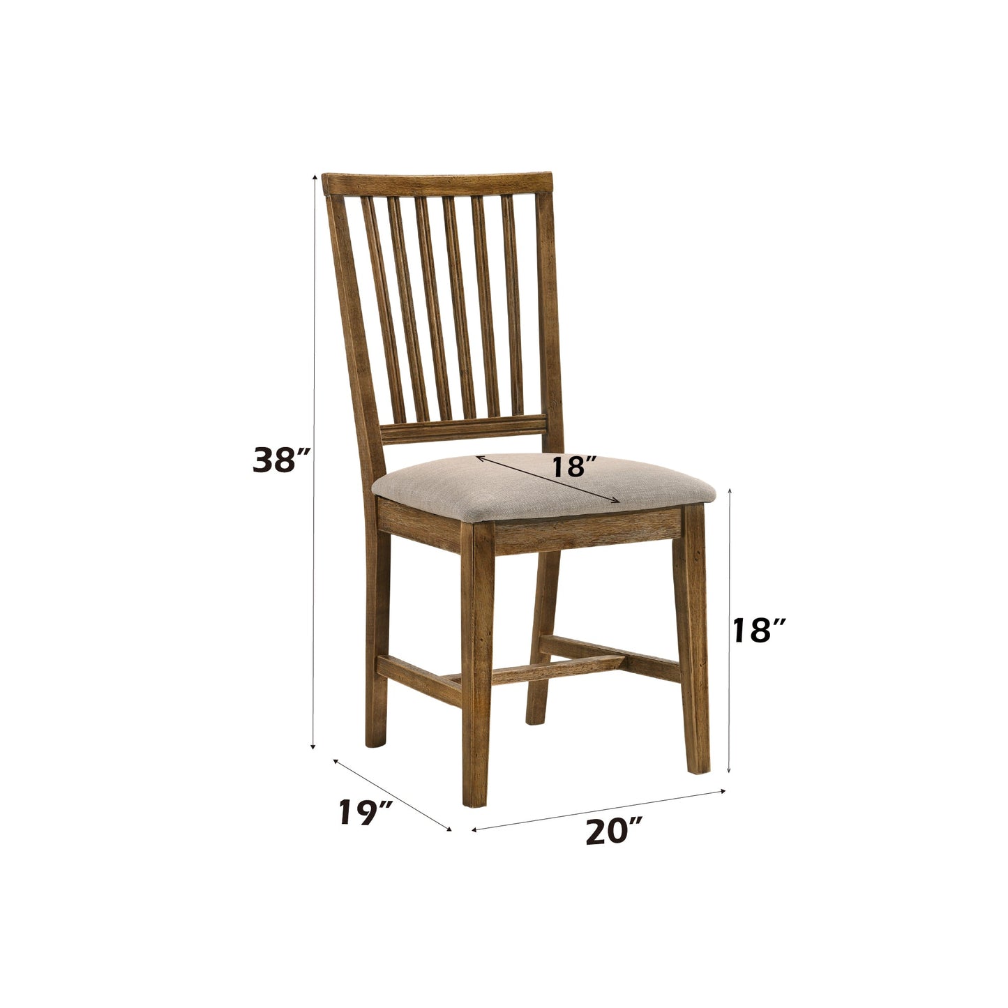Wallace II Tan Linen & Weathered Oak Finish Side Chair (Set of 2) - 1st Choice Furniture Direct
