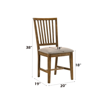 Wallace II Tan Linen & Weathered Oak Finish Side Chair (Set of 2) - 1st Choice Furniture Direct