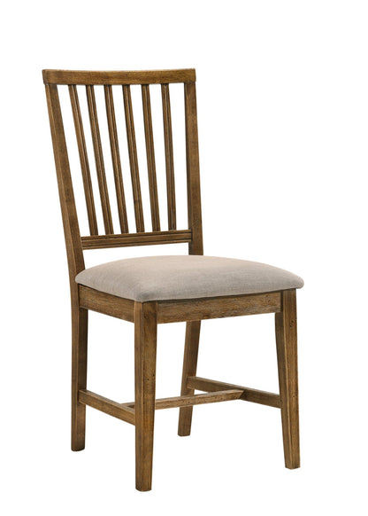Wallace II Tan Linen & Weathered Oak Finish Side Chair (Set of 2) - 1st Choice Furniture Direct