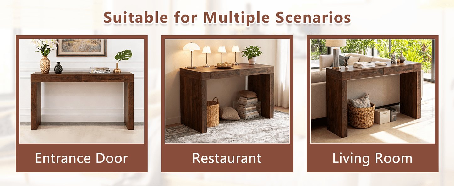 Walnut Bar Table with Storage Drawers | Modern Console Table - 1st Choice Furniture Direct
