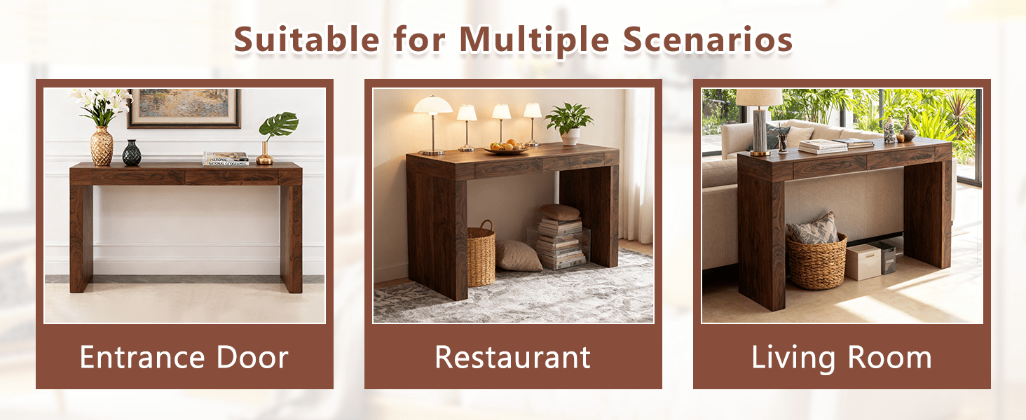 Walnut Bar Table with Storage Drawers | Modern Console Table - 1st Choice Furniture Direct