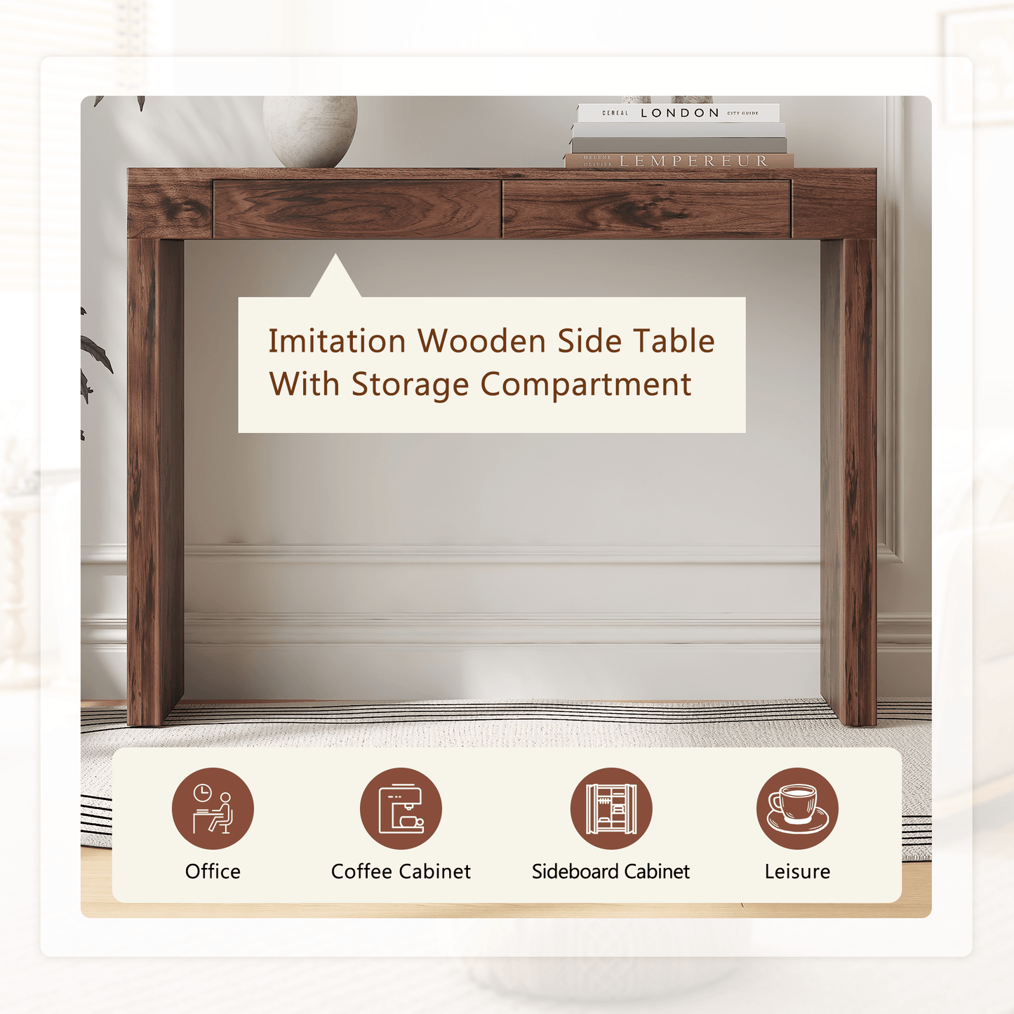Walnut Bar Table with Storage Drawers | Modern Console Table - 1st Choice Furniture Direct