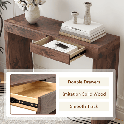 Walnut Bar Table with Storage Drawers | Modern Console Table - 1st Choice Furniture Direct