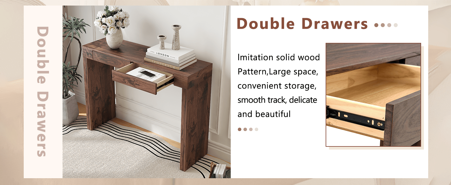 Walnut Bar Table with Storage Drawers | Modern Console Table - 1st Choice Furniture Direct