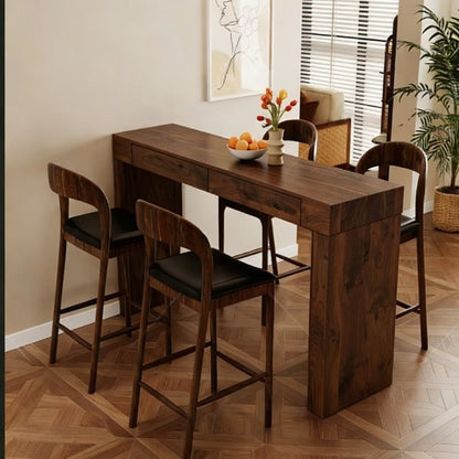 Walnut Bar Table with Storage Drawers | Modern Console Table - 1st Choice Furniture Direct