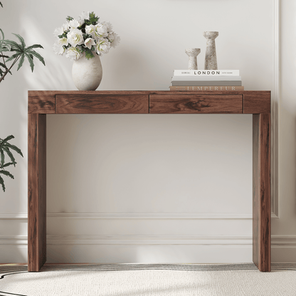 Walnut Bar Table with Storage Drawers | Modern Console Table - 1st Choice Furniture Direct