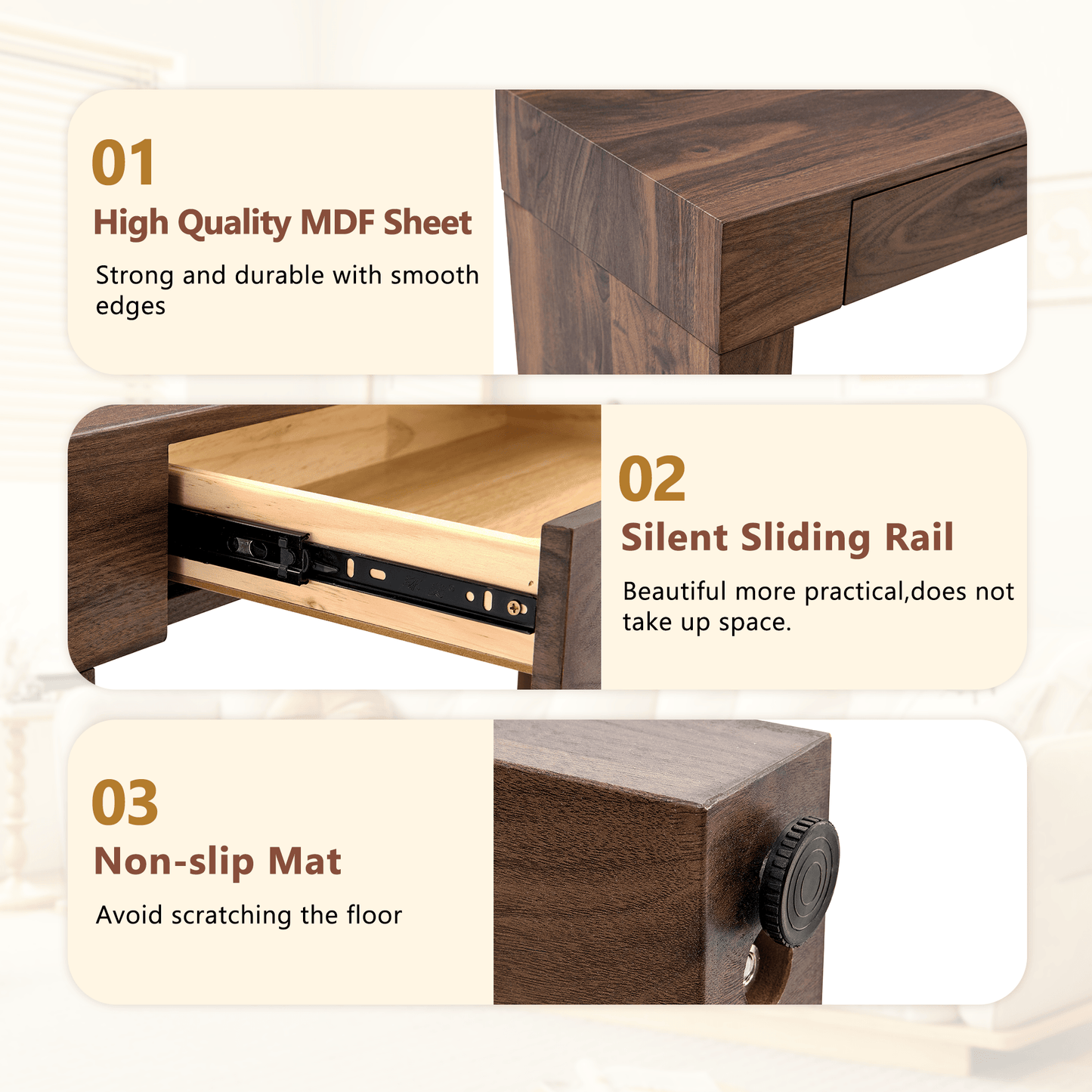Walnut Bar Table with Storage Drawers | Modern Console Table - 1st Choice Furniture Direct