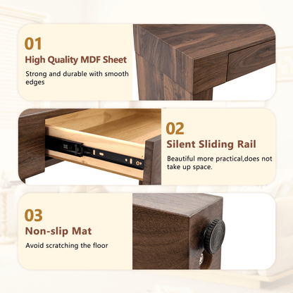 Walnut Bar Table with Storage Drawers | Modern Console Table - 1st Choice Furniture Direct