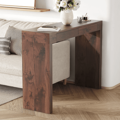 Walnut Bar Table with Storage Drawers | Modern Console Table - 1st Choice Furniture Direct