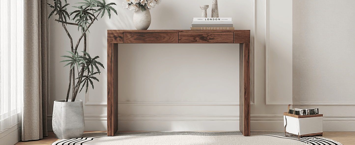 Walnut Bar Table with Storage Drawers | Modern Console Table - 1st Choice Furniture Direct