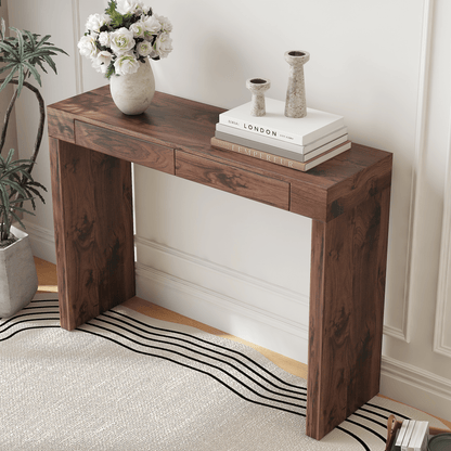 Walnut Bar Table with Storage Drawers | Modern Console Table - 1st Choice Furniture Direct