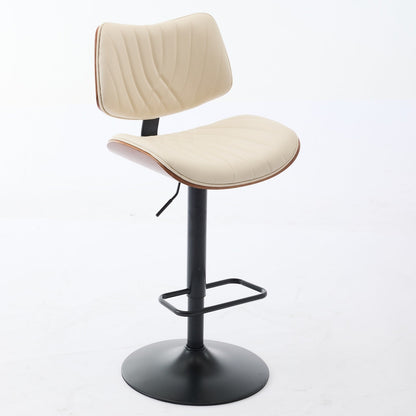 Walnut Bentwood Bar Stools Mid Century Modern Adjustable Counter Height Black Leather Upholstered 360°Swivel Bar Chairs for Kitchen Island/Dining Room/Cafe,Beige,Set of 2 - 1st Choice Furniture Direct