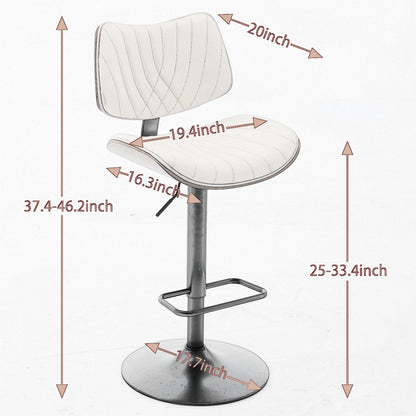 Walnut Bentwood Bar Stools Mid Century Modern Adjustable Counter Height Black Leather Upholstered 360°Swivel Bar Chairs for Kitchen Island/Dining Room/Cafe,Beige,Set of 2 - 1st Choice Furniture Direct