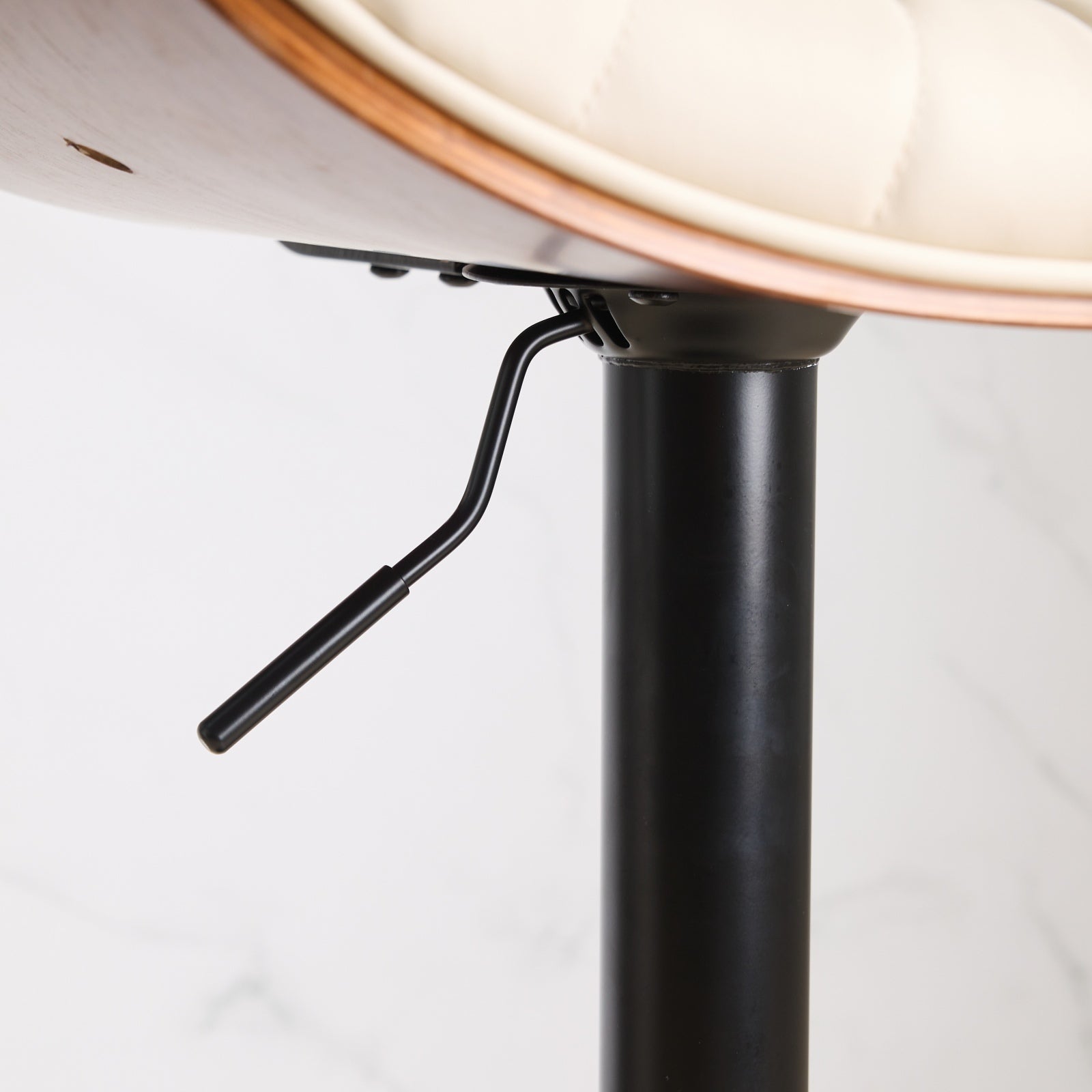 Walnut Bentwood Bar Stools Mid Century Modern Adjustable Counter Height Black Leather Upholstered 360°Swivel Bar Chairs for Kitchen Island/Dining Room/Cafe,Beige,Set of 2 - 1st Choice Furniture Direct