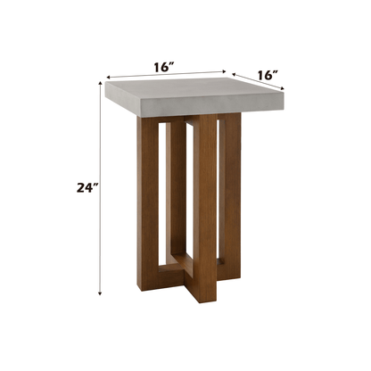 Walnut End Table with Faux Concrete Top - 1st Choice Furniture Direct