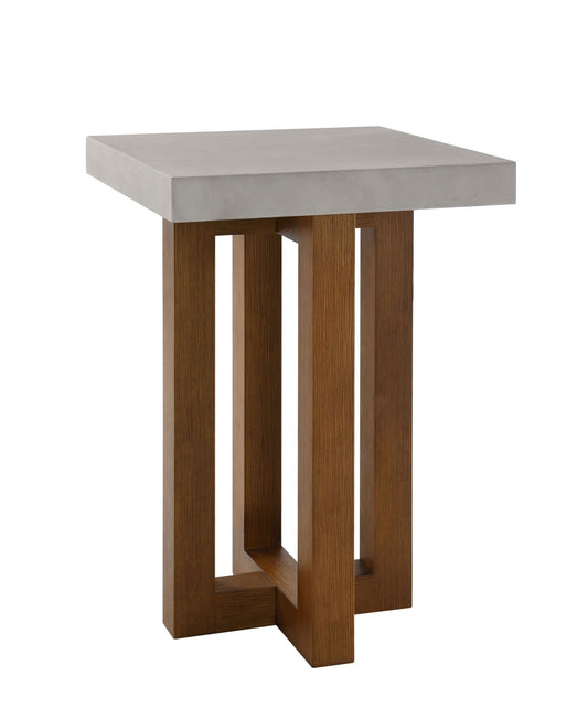 Walnut End Table with Faux Concrete Top - 1st Choice Furniture Direct