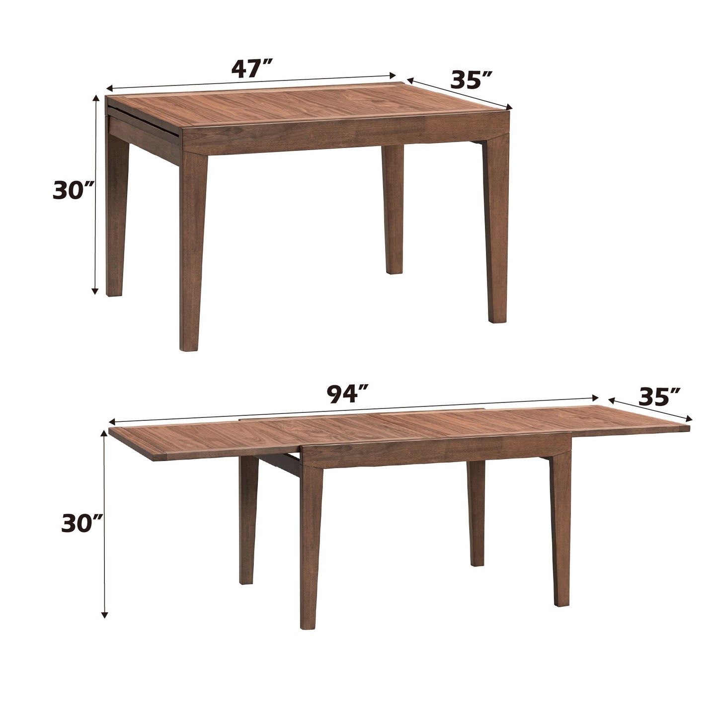 Walnut Extendable Dining Table with 47" Leaf - 1st Choice Furniture Direct