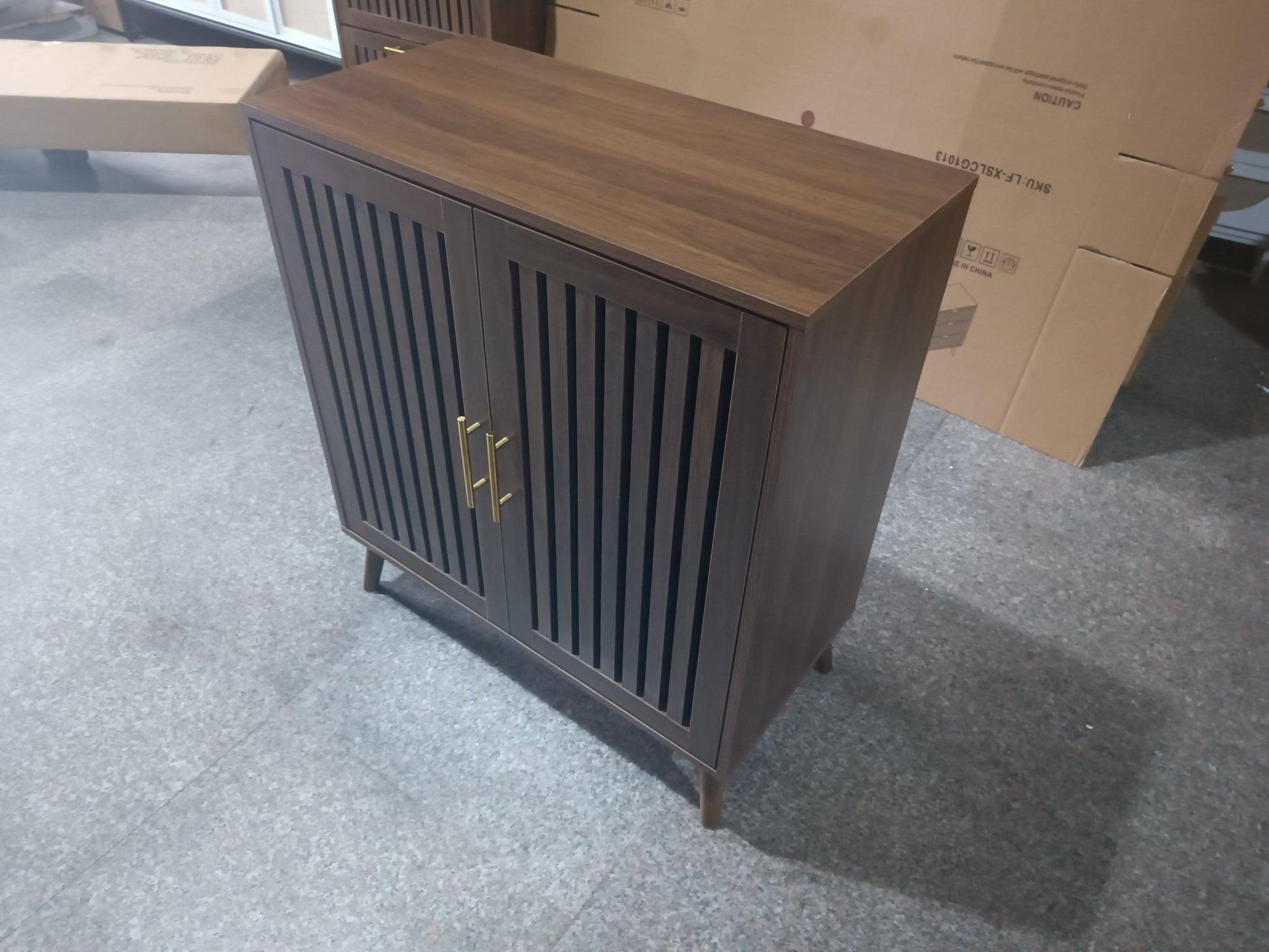 Walnut Farmhouse Storage Cabinet | Sideboard Buffet with Shelves - 1st Choice Furniture Direct