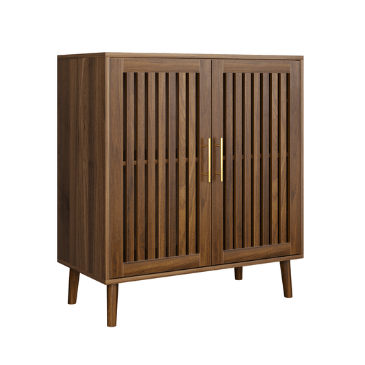 Walnut Farmhouse Storage Cabinet | Sideboard Buffet with Shelves - 1st Choice Furniture Direct