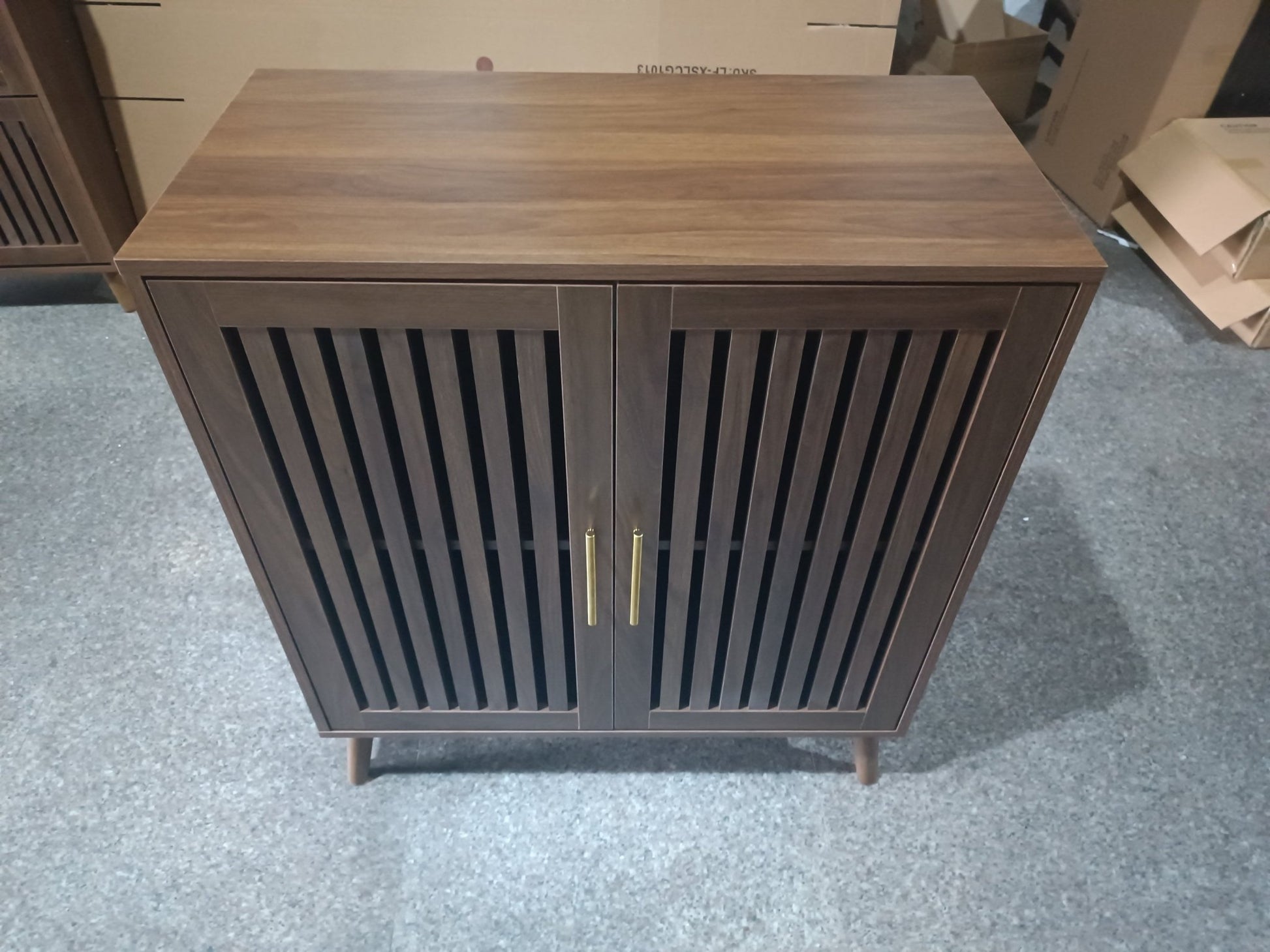 Walnut Farmhouse Storage Cabinet | Sideboard Buffet with Shelves - 1st Choice Furniture Direct