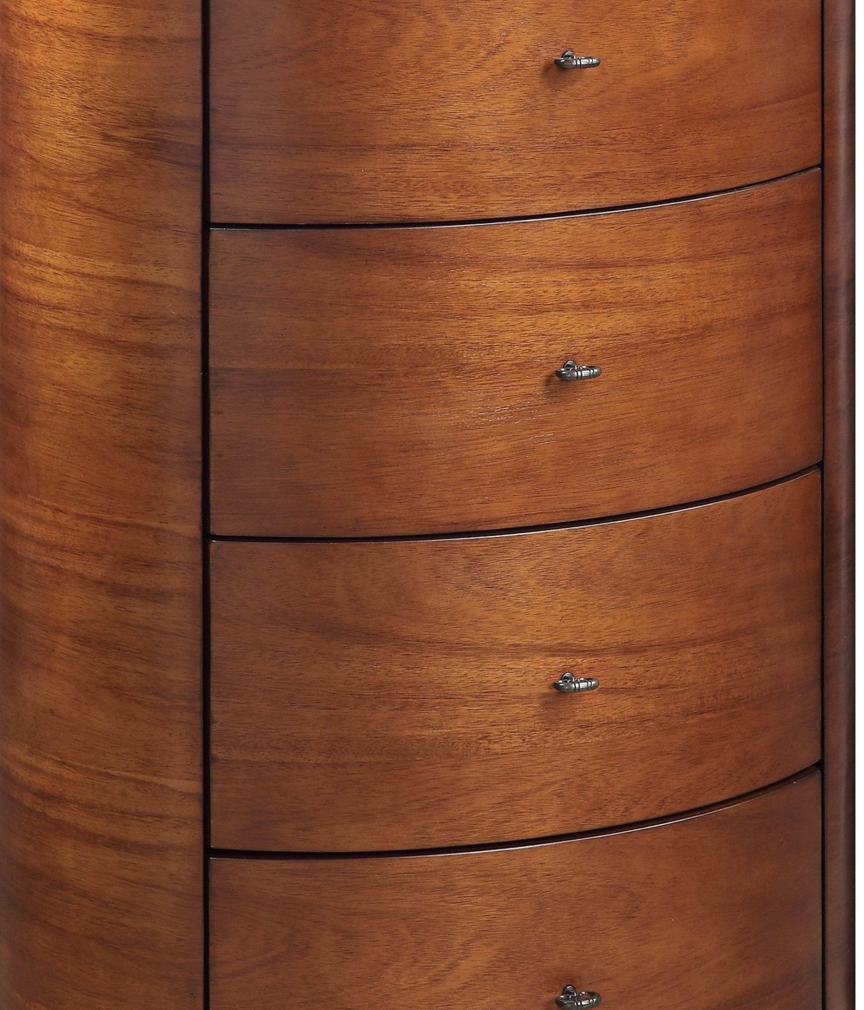 Walnut Finish 1pc Chest of Five Drawers Marble Top Ball Bearing Glides Bedroom Furniture - 1st Choice Furniture Direct