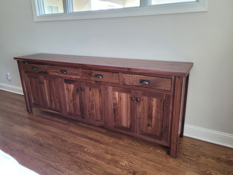 Walnut Sideboard Buffet Amish Built Rustic Walnut Buffet Made in the USA - 1st Choice Furniture Direct