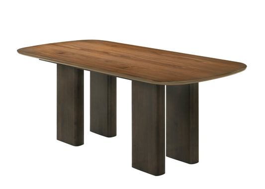 Walnut Solid Rubber Wood Dining Table with Chenille Cushioned Seating - 1st Choice Furniture Direct