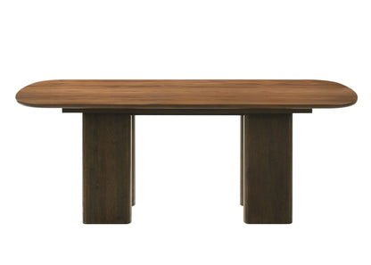 Walnut Solid Rubber Wood Dining Table with Chenille Cushioned Seating - 1st Choice Furniture Direct