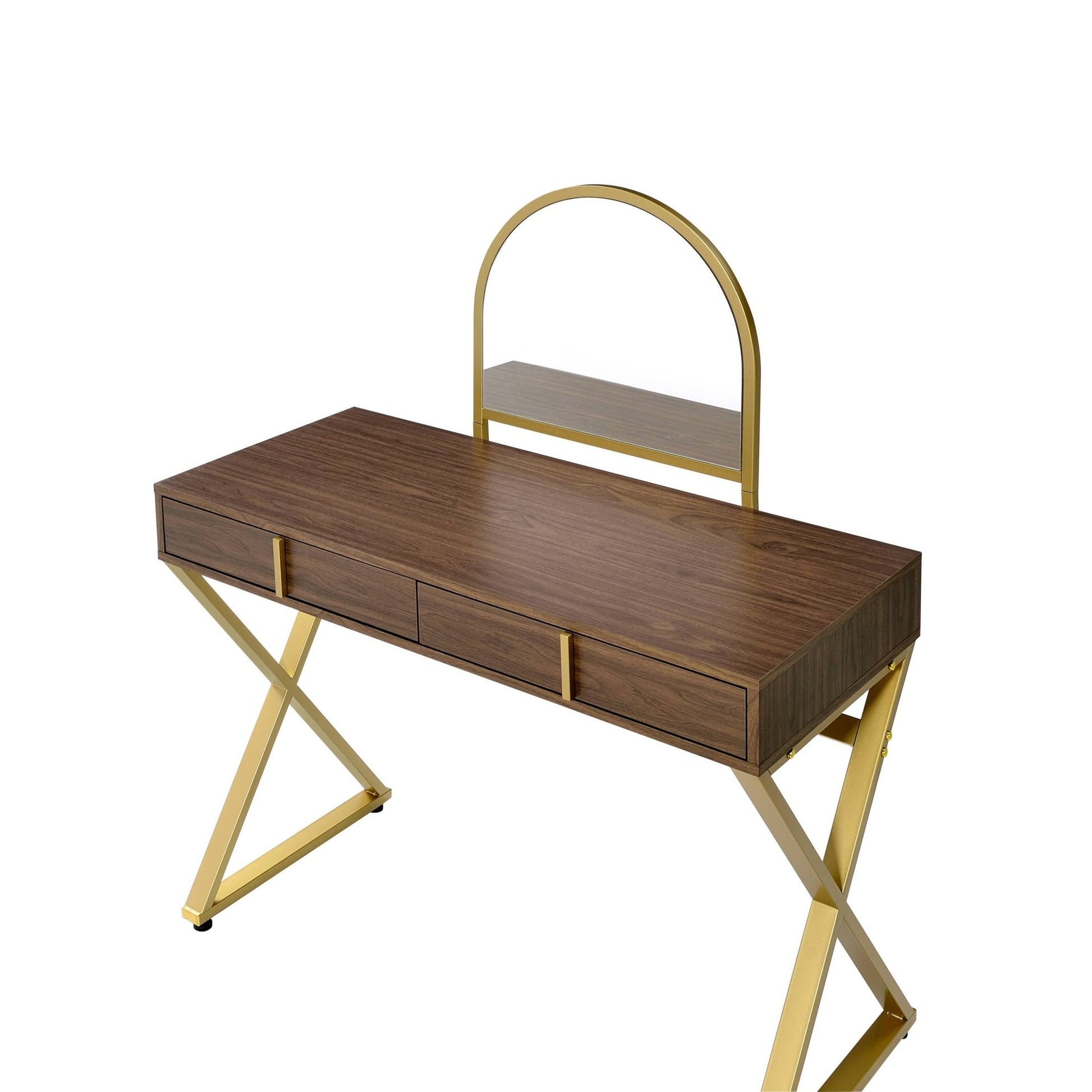 Walnut Vanity Desk with Mirror & Jewelry Tray - 1st Choice Furniture Direct