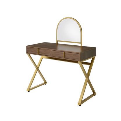 Walnut Vanity Desk with Mirror & Jewelry Tray - 1st Choice Furniture Direct