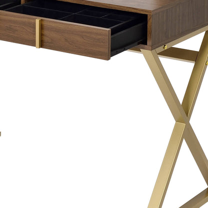 Walnut Vanity Desk with Mirror & Jewelry Tray - 1st Choice Furniture Direct