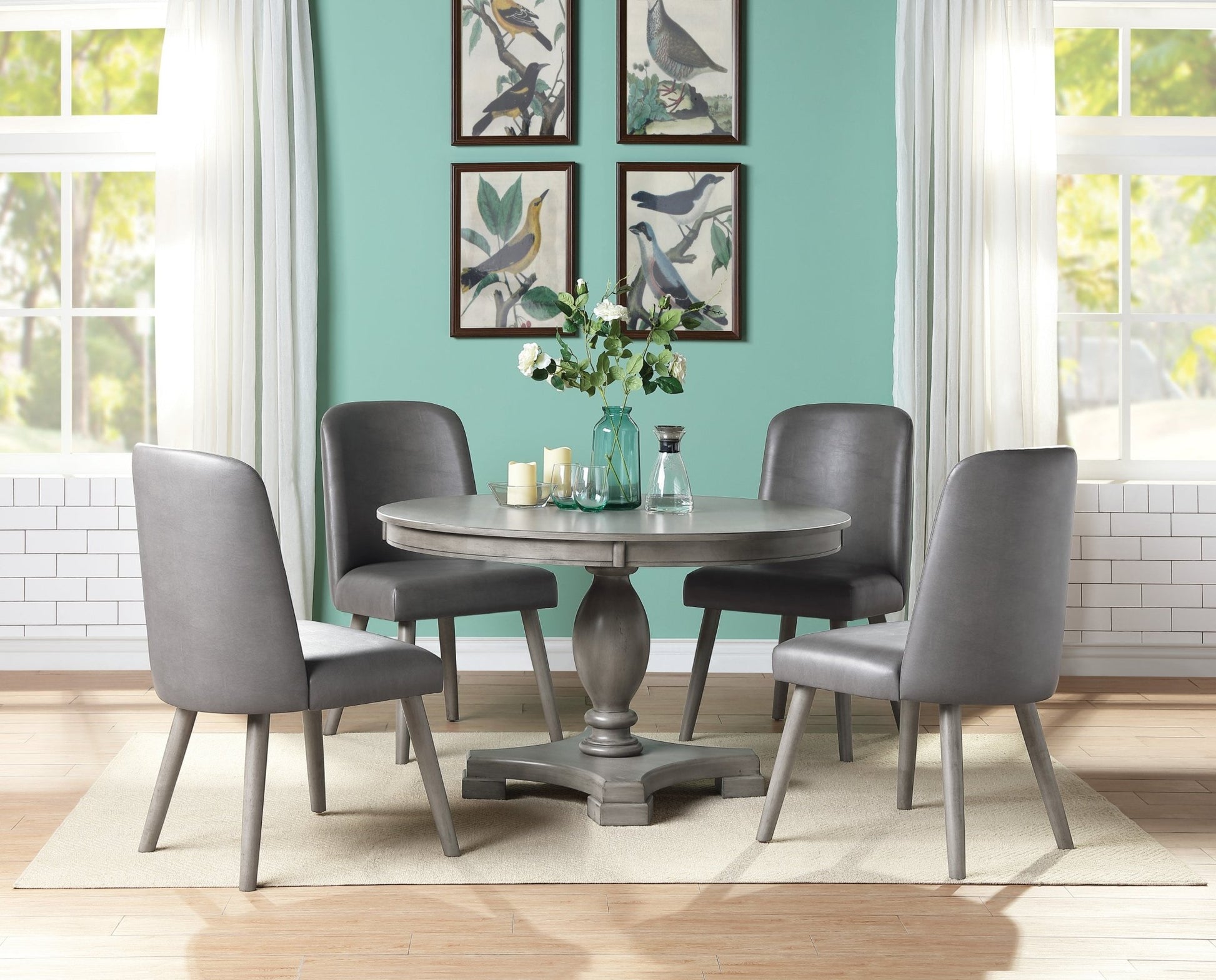 Waylon Gray Oak Finish 5PCs Dining Room Set - 1st Choice Furniture Direct
